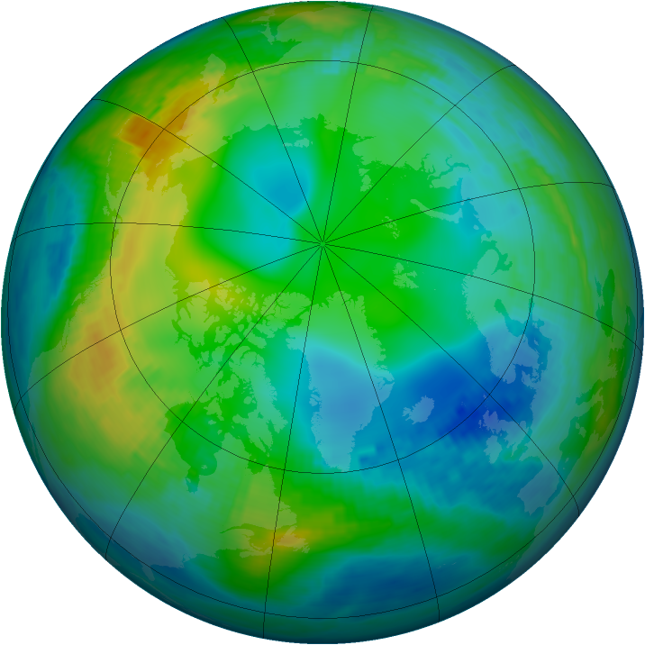 Arctic ozone map for 25 November 1988